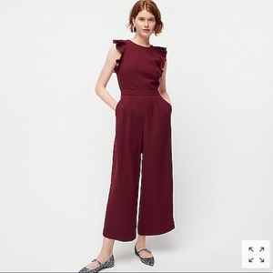 J Crew Sleeveless ruffle jumpsuit in 365 crepe